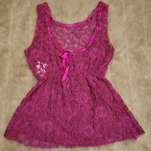 Moschino floral lace and ribbon tank